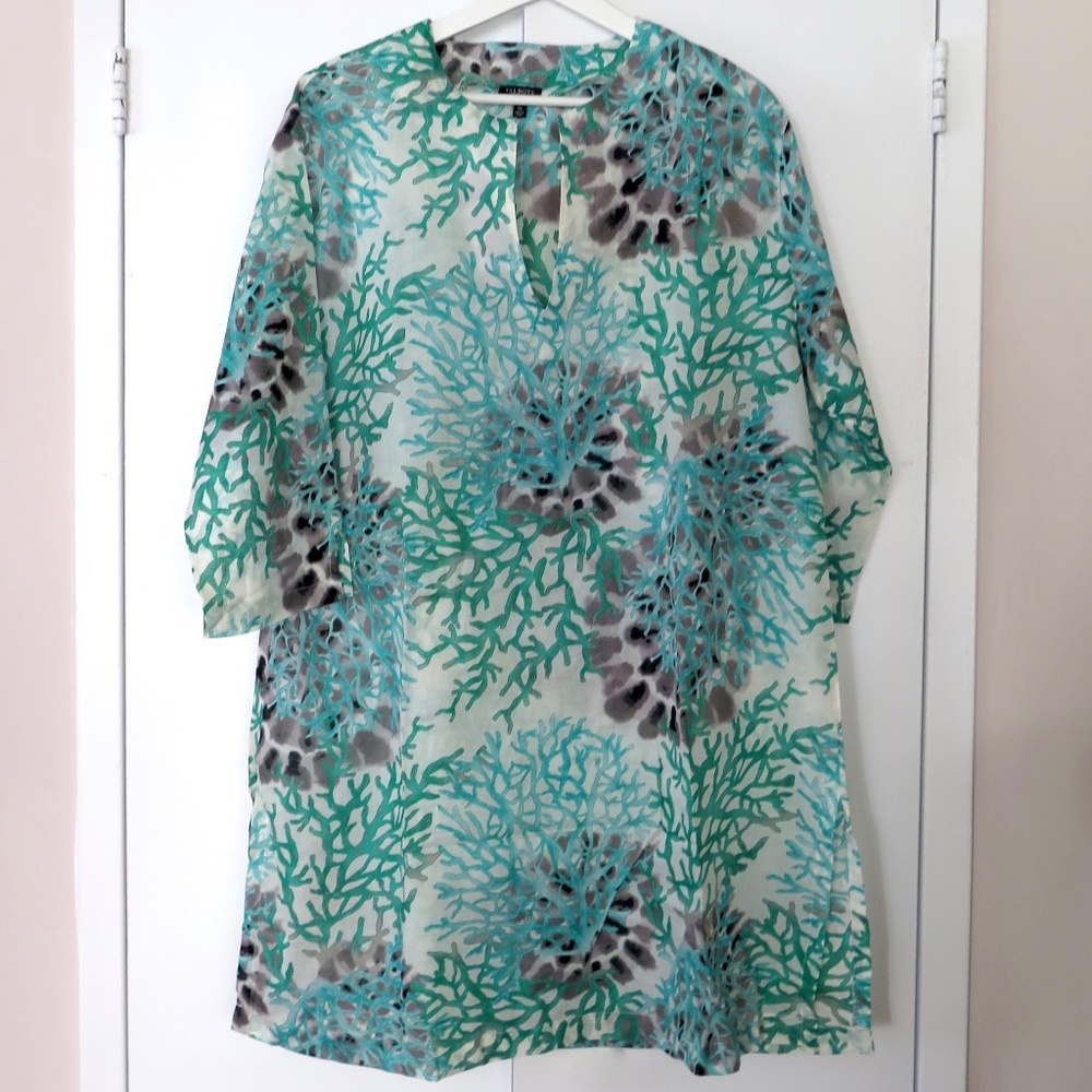 NWOT Talbots Beach Cover-up, Coral Pattern, Size XL